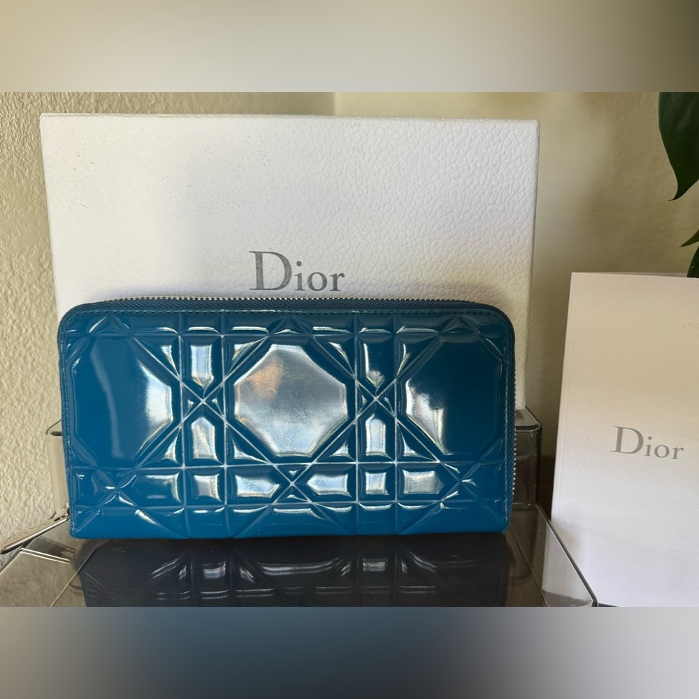 Christian Dior Royal Blue Long Zip Wallet